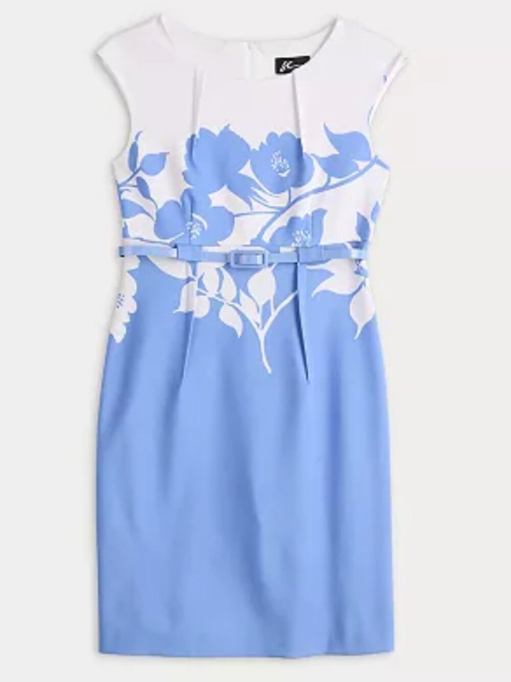 Studio Connection Pleated Ottoman Dress, Blue/White, Size: 8 PETITE